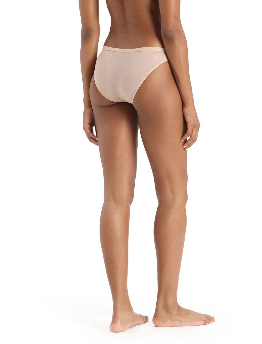 Women's Icebreaker Merino Siren Bikini Briefs Underwear Praline | CA 1228PJJQ